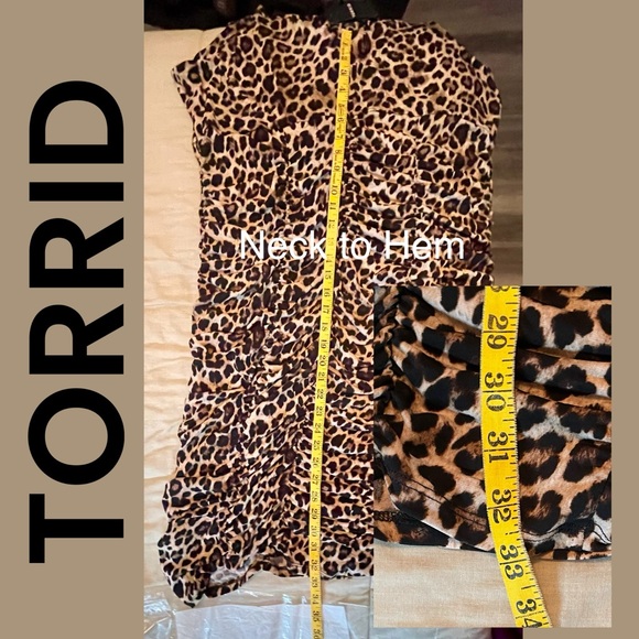 TORRID BodyCon Marilyn Monroe Midi Ruched Leopard Print V-Back Dress 22/24 NWT - Picture 11 of 16